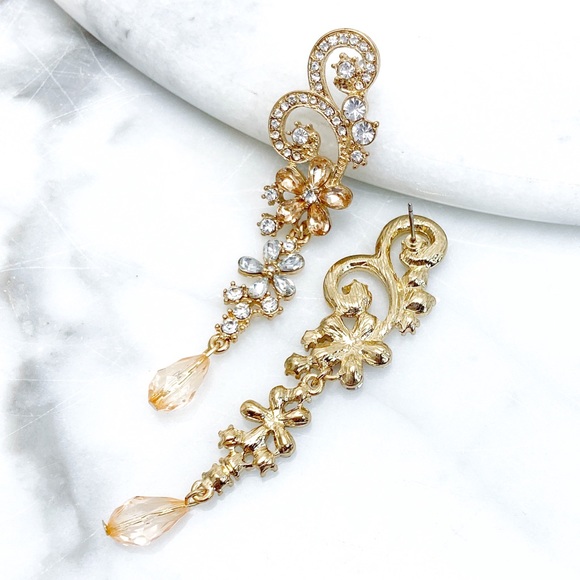 Crystal Chandelier Prom Pageant Bridal Earrings - Picture 3 of 5